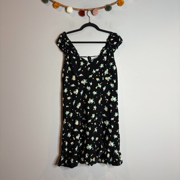 Free People “Like A Lady” Black/Floral mini dress - Picture 2 of 7